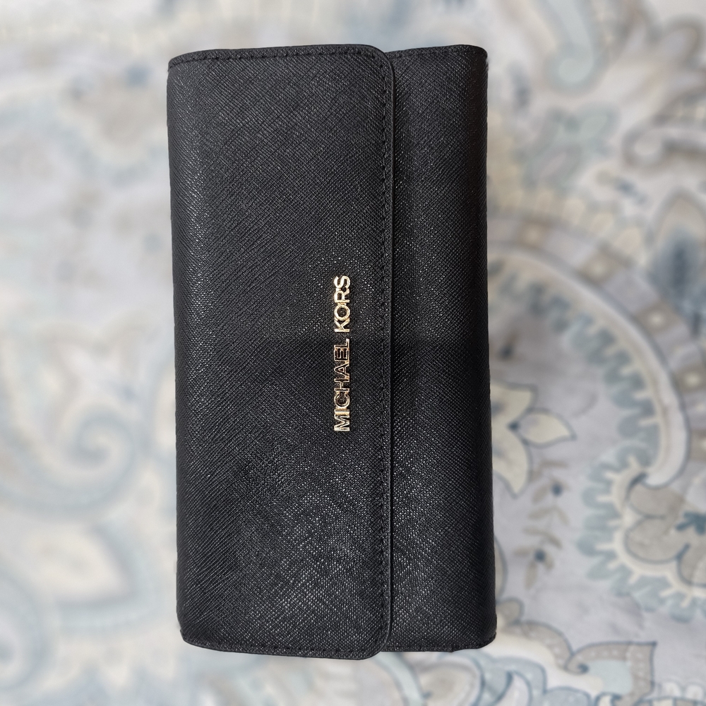 Michael Kors Black Wallet with Gold Logo